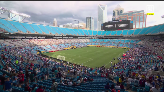 A full soccer stadium with many spectators.