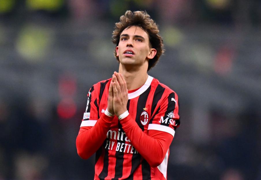Joao Felix of AC Milan looking dejected during a soccer match.