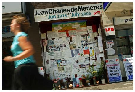 Impromptu memorial to Jean Charles de Menezes.