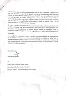 Journalist petitions EFCC, CBN, PCC over sudden increment of loan interest by NIRSAL Microfinance Bank 3