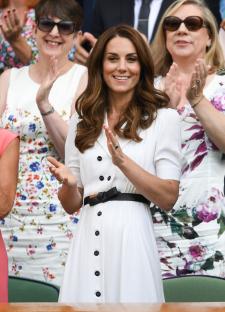 The Duchess of Cambridge applauds at Wimbledon.