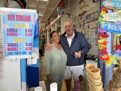 Couple at ice cream shop.