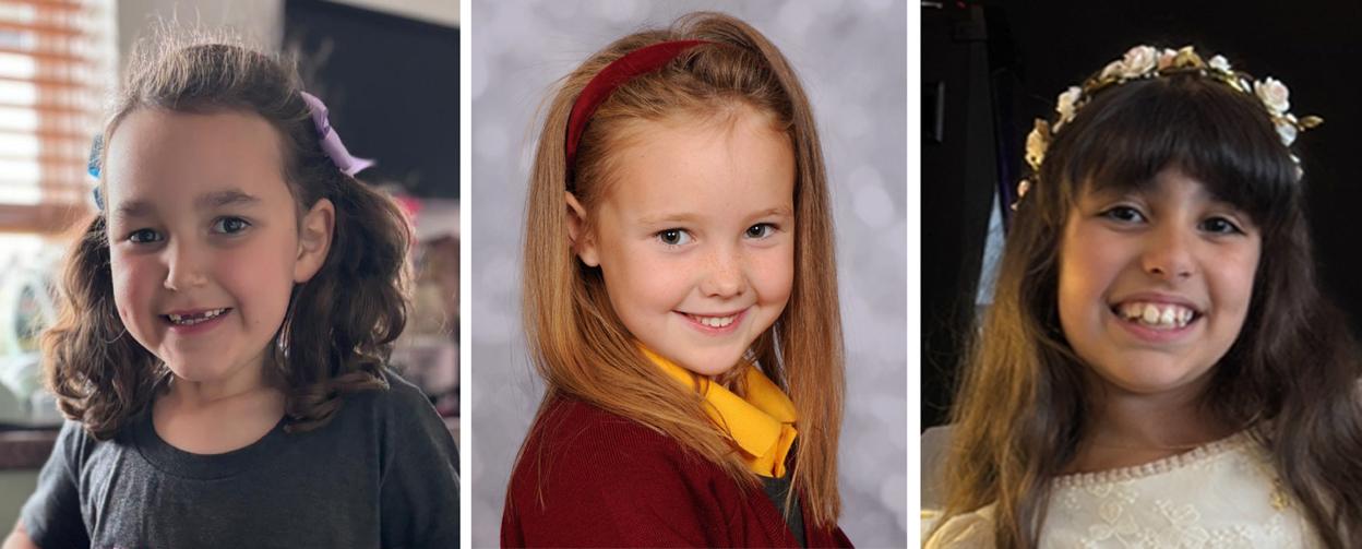 Three photos of young girls.