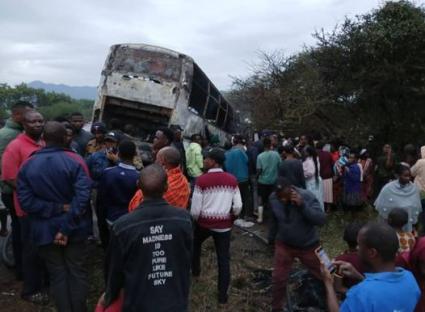 Aftermath of a bus crash in Tanzania.