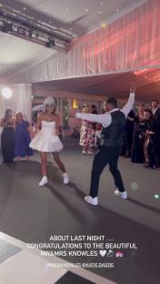 Nick Knowles and his wife dancing at their wedding reception.