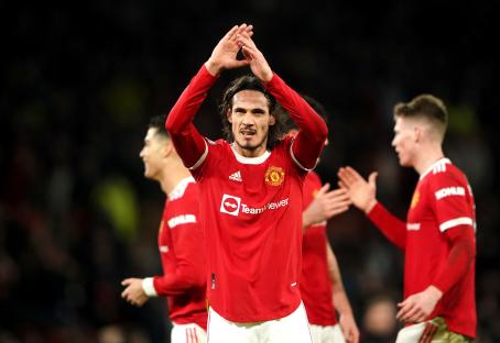 Edinson Cavani of Manchester United celebrates.