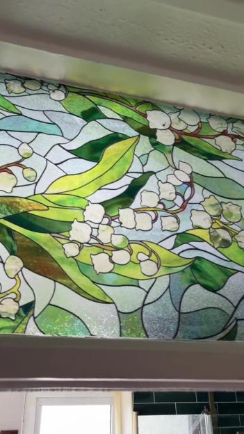 Lily of the valley stained-glass window film.