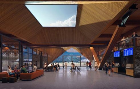 Illustration of the interior of Mestia Airport's new terminal.