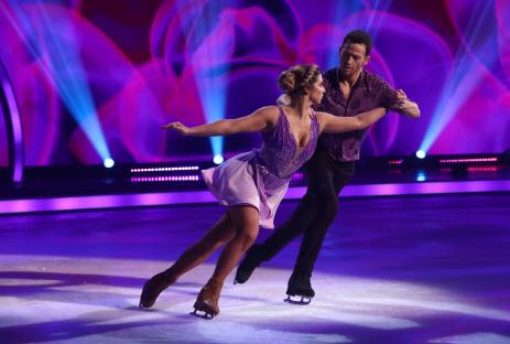 Joe Swash and Alex Murphy ice skating.