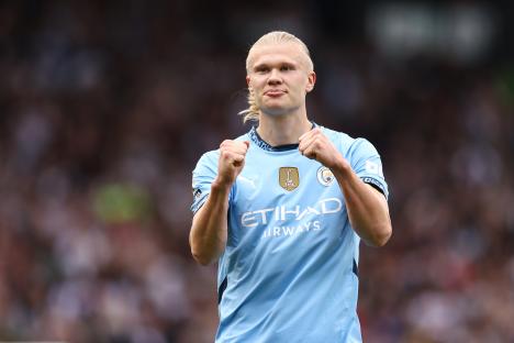 Erling Haaland of Manchester City celebrating.