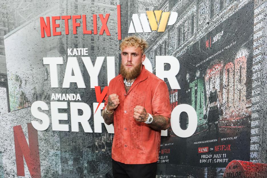 Jake Paul at the Netflix Live Event: Katie Taylor vs. Amanda Serrano.
