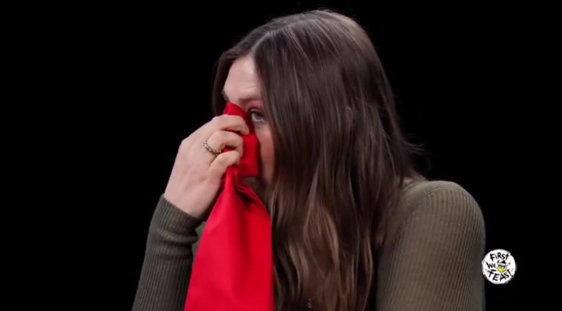 Maria Sharapova crying on Hot Ones.