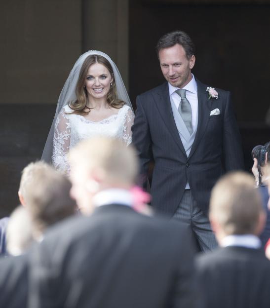 Geri Halliwell and Christian Horner leaving their wedding.