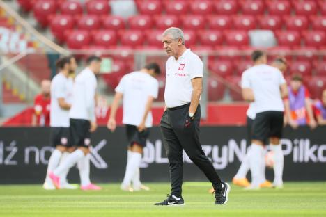 Fernando Santos, Polish national soccer team coach, at a training session.