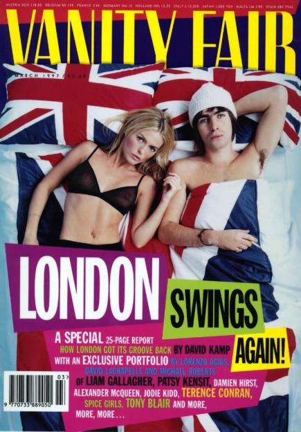 Vanity Fair magazine cover featuring Patsy Kensit and Liam Gallagher.