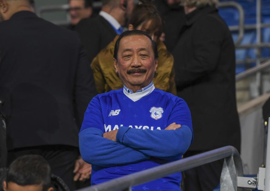 Vincent Tan, owner of Cardiff City F.C., at a soccer match.