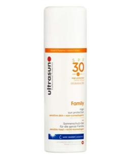 Ultrasun Family SPF 30 sun protection gel.