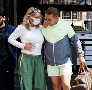 Danniella Westbrook and her boyfriend leaving a hospital after her nose surgery.