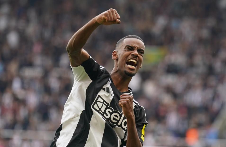 Alexander Isak of Newcastle United celebrates scoring a goal.