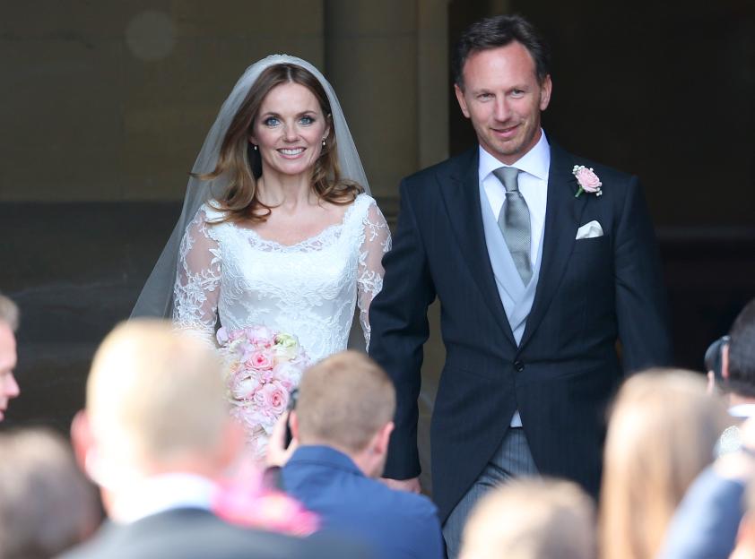 Geri Halliwell and Christian Horner leaving their wedding.