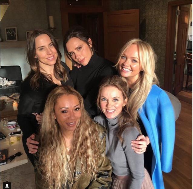 The Spice Girls reunited at Geri Horner's home.