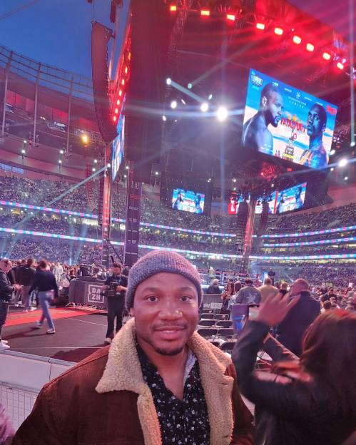 Man at a boxing match.