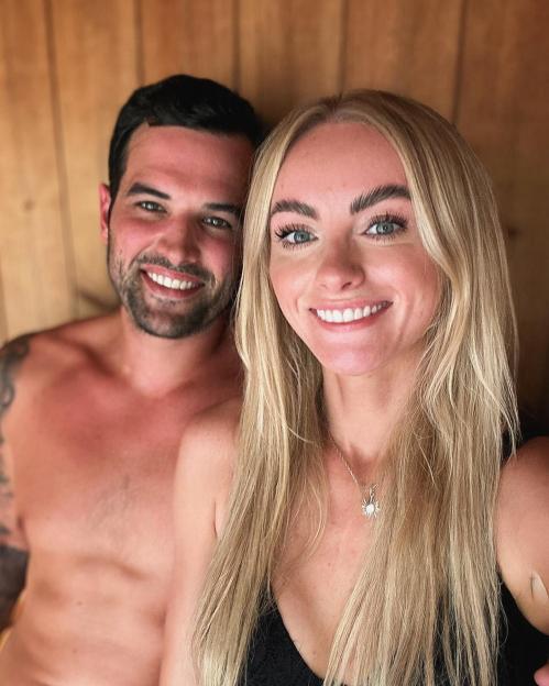 Katie McGlynn and Ricky Rayment at a birthday celebration.