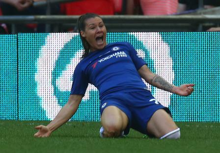Ramona Bachmann celebrating a goal.