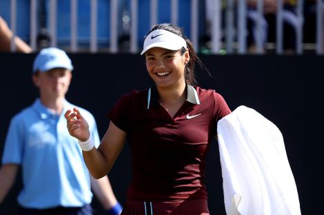 Emma Raducanu smiling after a tennis match.
