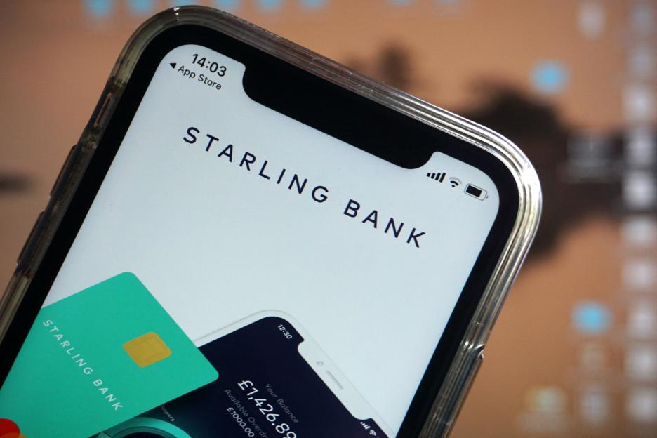 Smartphone displaying the Starling Bank app.