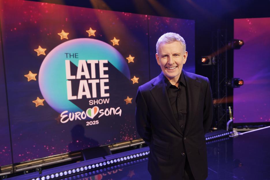Patrick Kielty on The Late Late Show Eurosong 2025.