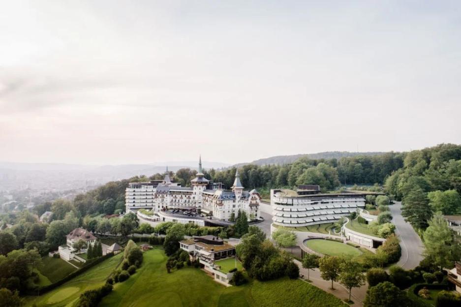 Aerial view of The Dolder Grand hotel.