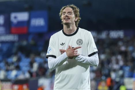 Nick Woltemade of Germany celebrating after scoring a goal.