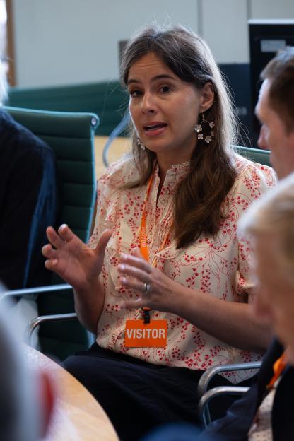 Woman speaking at a parliamentary film screening.