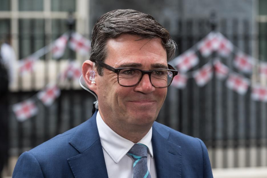 Andy Burnham, Mayor of Greater Manchester, speaking to the media.