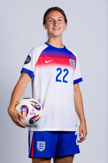 LONDON, ENGLAND - JUNE 24: Lotte Wubben-Moy of England poses for a portrait during the Official UEFA Women's EURO 2025 Portrait Session on June 24, 2025 in London, England. (Photo by Pat Elmont - UEFA/UEFA via Getty Images)