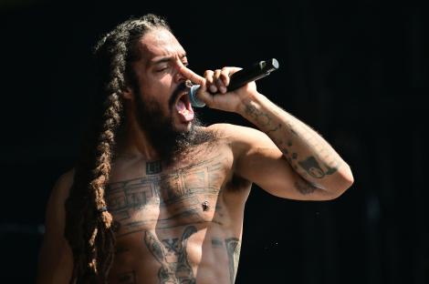Bob Vylan performing at Glastonbury Festival.