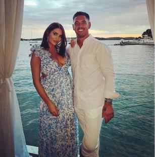 Amy Childs and her fiancé Billy DelBosq embracing.
