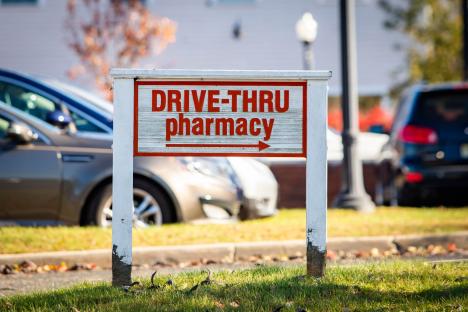 Drive-thru pharmacy sign.