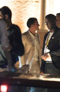 Orlando Bloom leaving a party in Venice.
