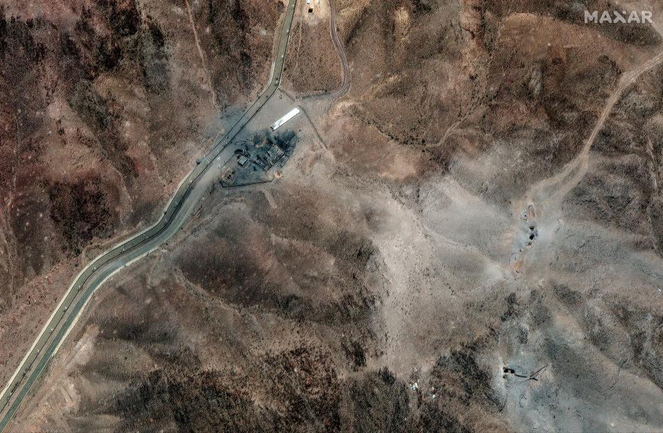 Satellite image of airstrike craters at Iran's Fordow Fuel Enrichment Plant.