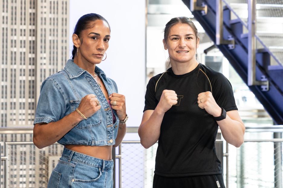 Amanda Serrano and Katie Taylor at the Empire State Building.