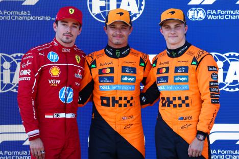 Lando Norris, Charles Leclerc, and Oscar Piastri at the Austrian Grand Prix qualifying.