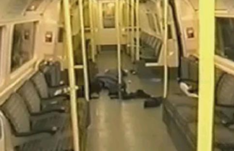 Graphic content: screengrab of Jean Charles de Menezes' body on a tube train after a shooting.