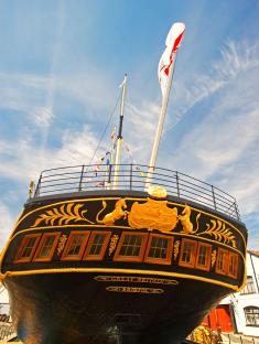 Stern view of the SS Great Britain in Bristol Harbour.