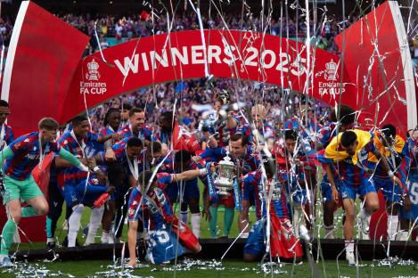 Crystal Palace players celebrating their FA Cup win.
