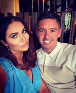 Amy Childs and her fiancé Billy DelBosq embracing.