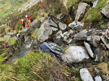 Search and rescue team members on Pen yr Ole Wen mountain.