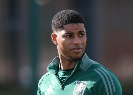 Marcus Rashford of Aston Villa at a training session.