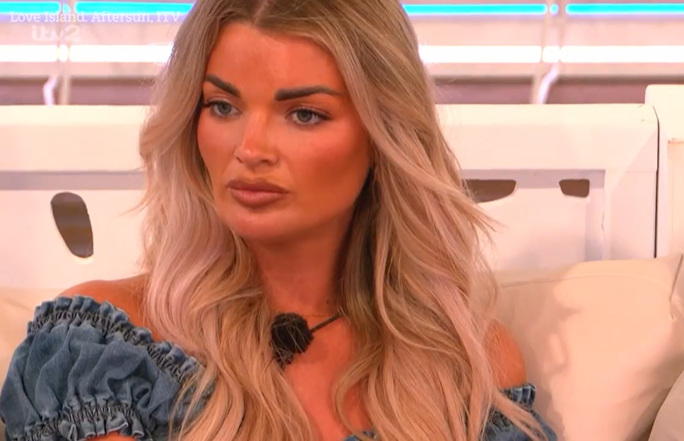 Screenshot of a blonde woman on Love Island Aftersun.